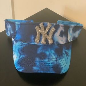 Blue Teal Rhinestone New York Visor (BRAND NEW)